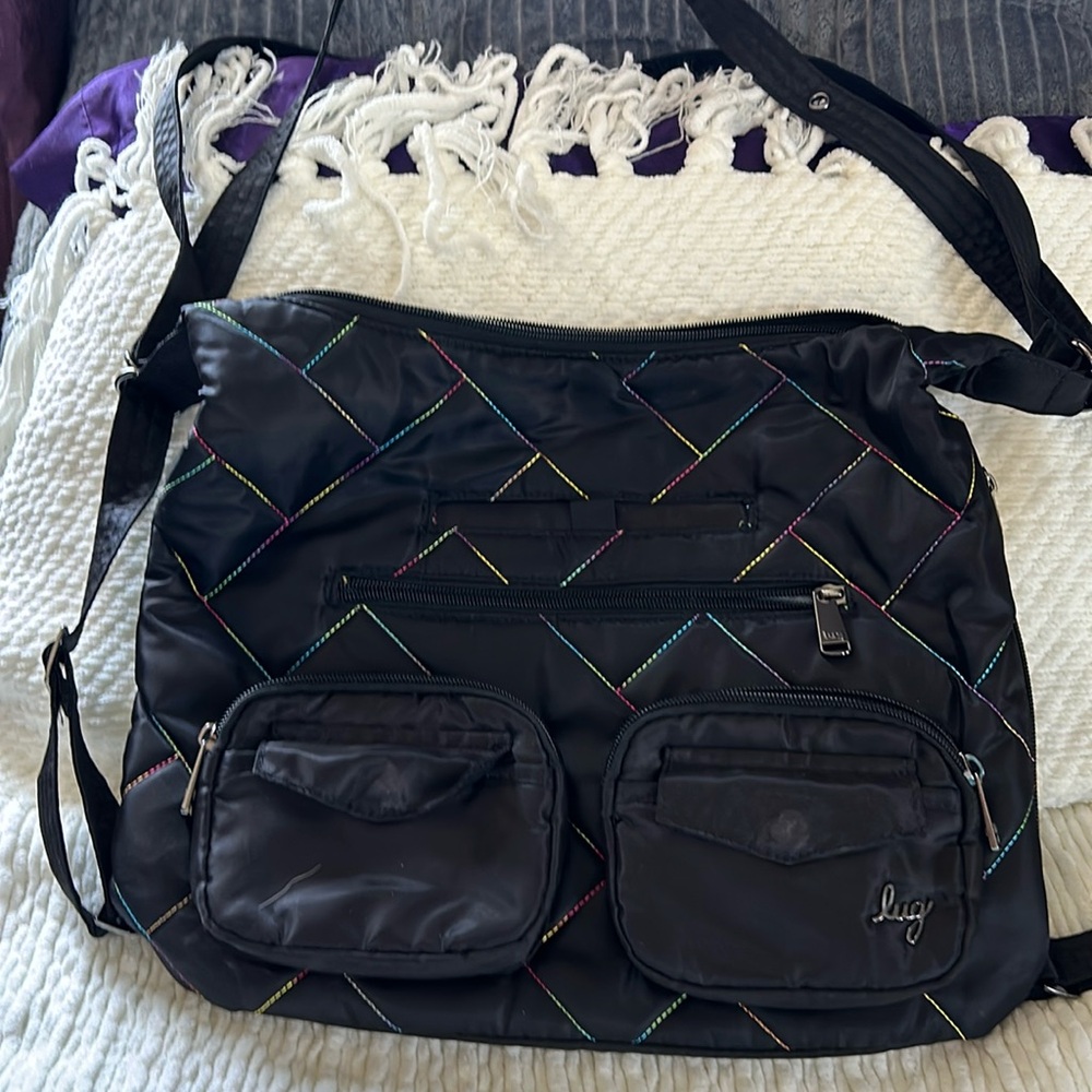 Lug Zipliner 2 in black with Rainbow stitching.
